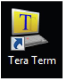 Captura de pantalla del ícono de Tera Term en una computadora Windows. El ícono es un gráfico de una laptop con la pantalla amarilla y una letra T en azul