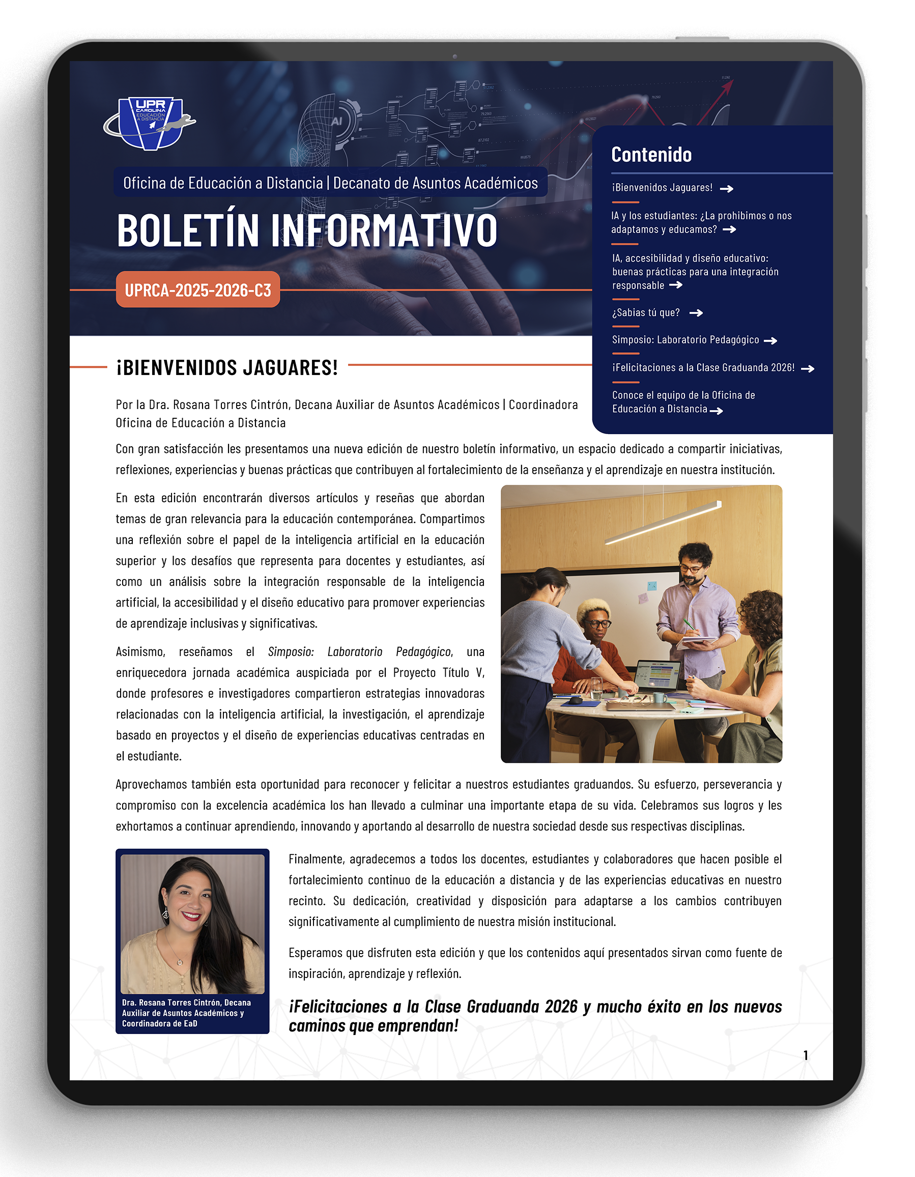 Portada edición # 12 del boletín de Educación a Distancia